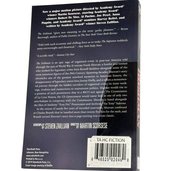 The Irishman Charles Brandt Movie Tie In Paperback True Crime - Picture 3 of 3